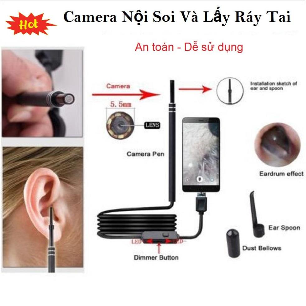 CHỌN NGAY Camera Nội Soi Tai Siêu Nét Đi Kèm Bộ Đầu Lấy Ráy, Soi Tai Mũi chuyên nghiệp