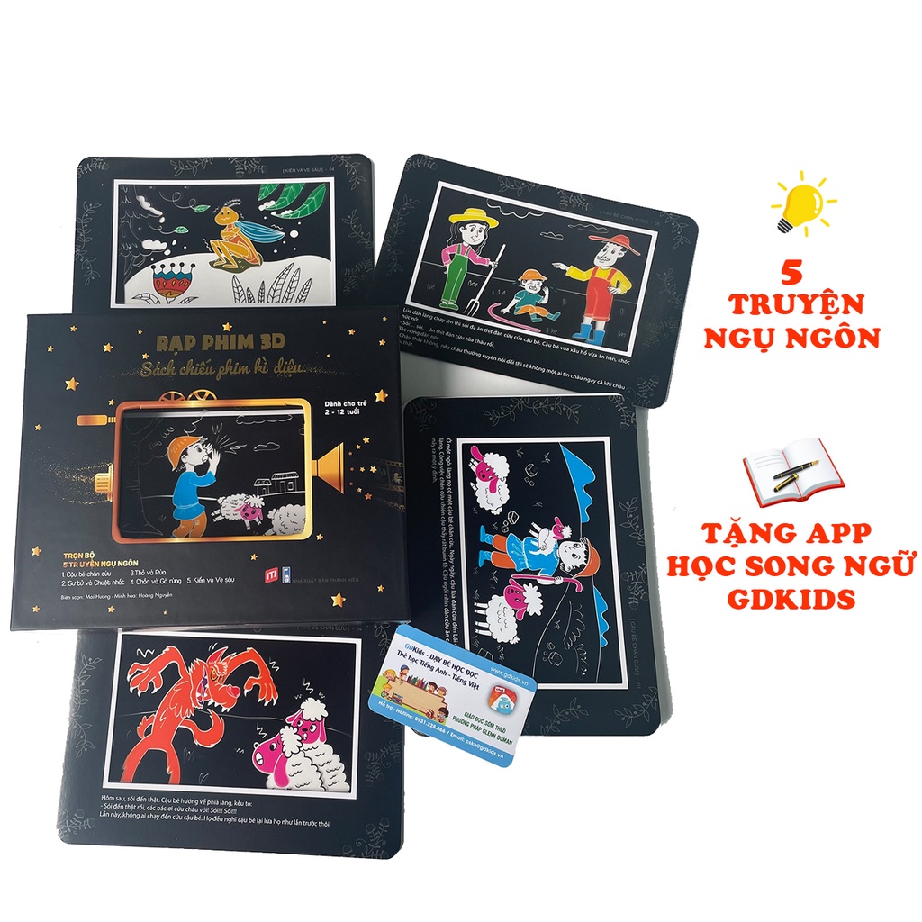 Sách chiếu phim kì diệu gồm 5 bộ truyện ngụ ngôn đặc sắc TNBOOKS - Sách chiếu bóng cho bé