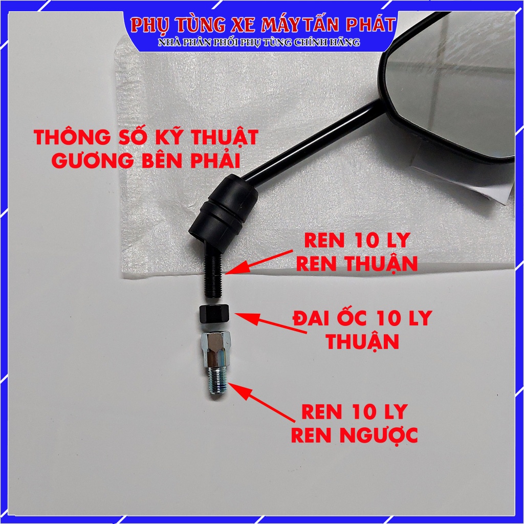 Gương Chiếu Hậu Xe Máy Zin Exciter 150-155  Ex /có Thể Gắn Sirius Jupiter NVX MT 15 Freego TFX