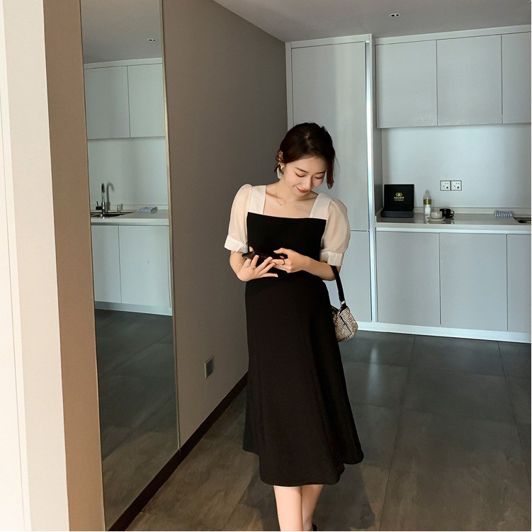Váy đầm bầu tay trắng thiết kế công sở, dự tiệc cho mẹ bầu phog cách hàn quốc sang trọng lịch sự mới mùa hè