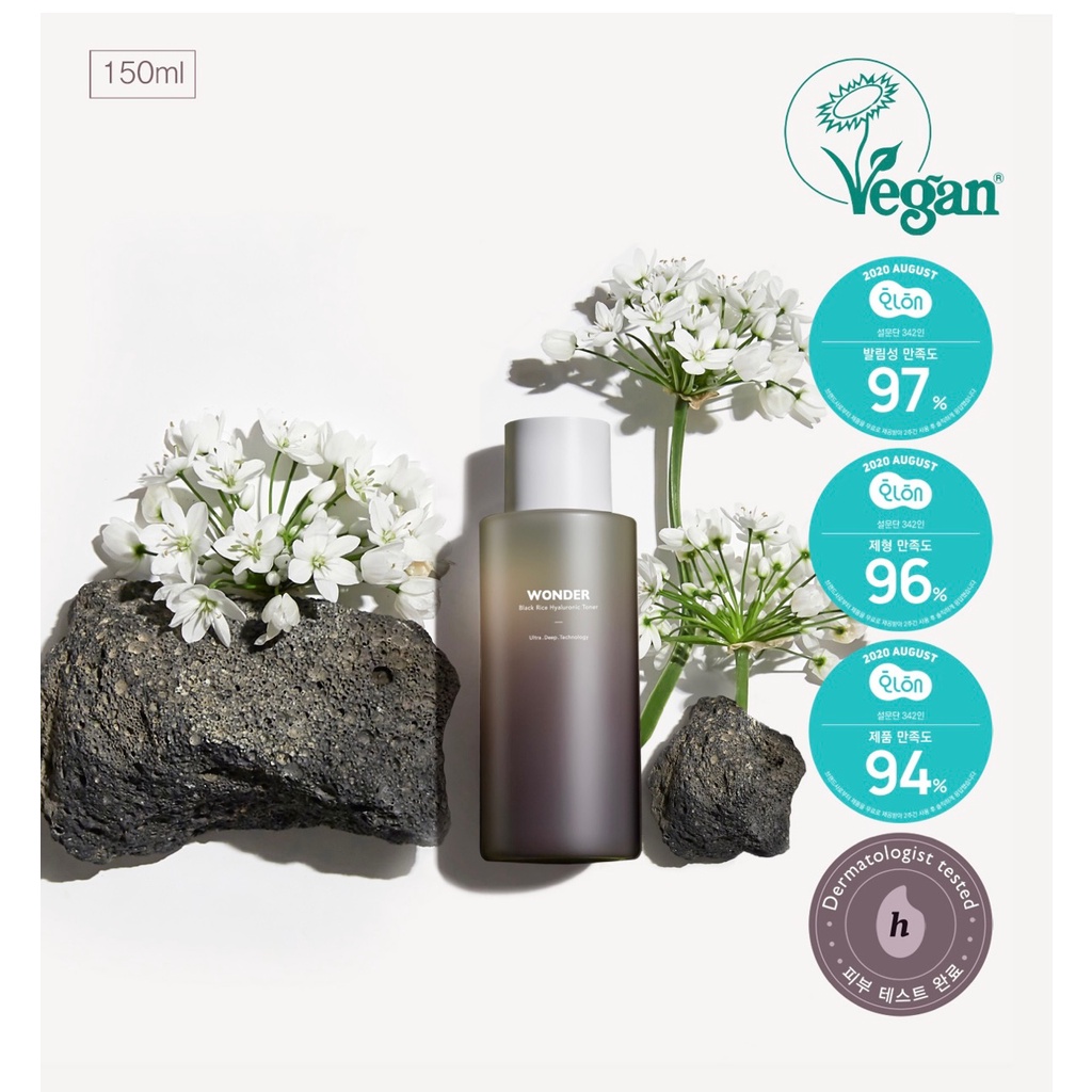 Nước hoa hồng thuần chay làm dịu dưỡng ẩm tinh chất gạo đen Haruharu Wonder  Black Rice