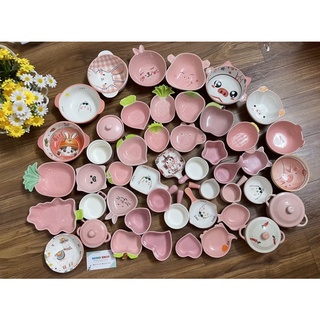 Team hồng💕 bát / chén sứ ăn dặm màu hồng cho bé