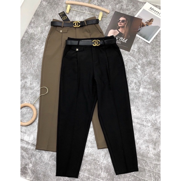 Quần baggy vải kèm đai 2 màu chất đẹp lên phom chuẩn
