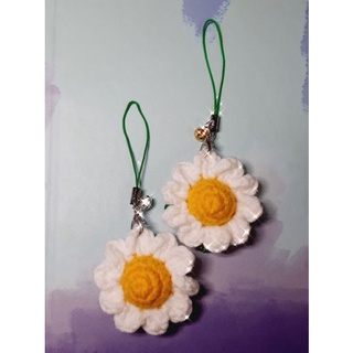 Móc khóa hoa cúc móc len mini - Crochet daisy