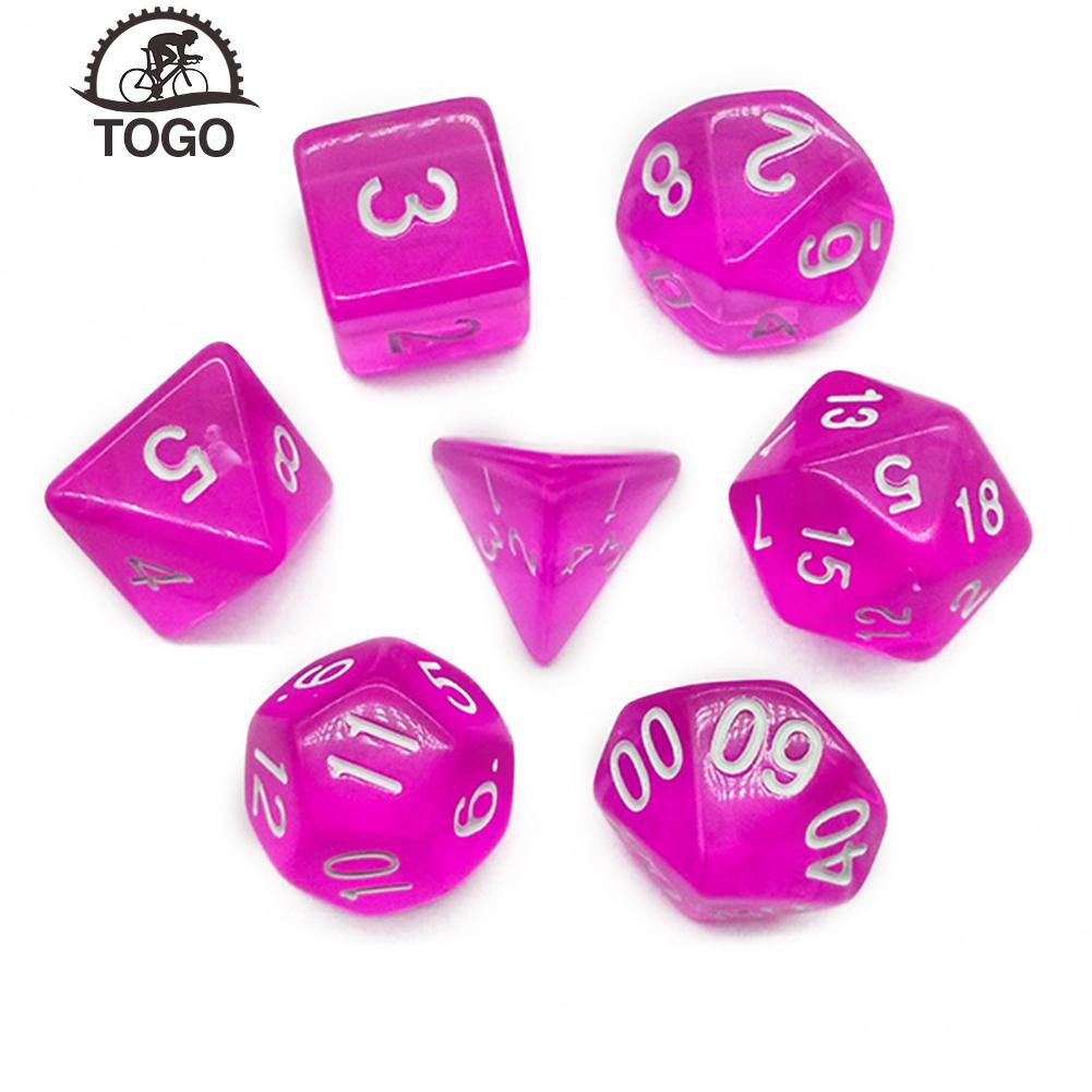 [TOGO]7pcs/Lot DND Polyhedral Dices 7 Sided Clear Desktop Funny Board Game Dice