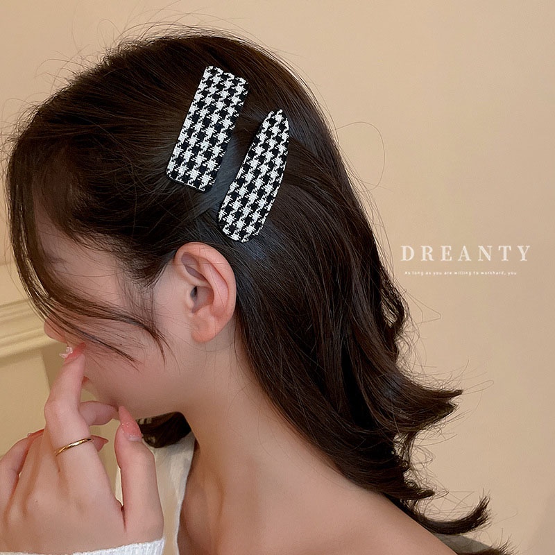 Kẹp Tóc Họa Tiết Caro Phong Cách Hàn Quốc Đơn Giản Thời Trang Thu Đông
