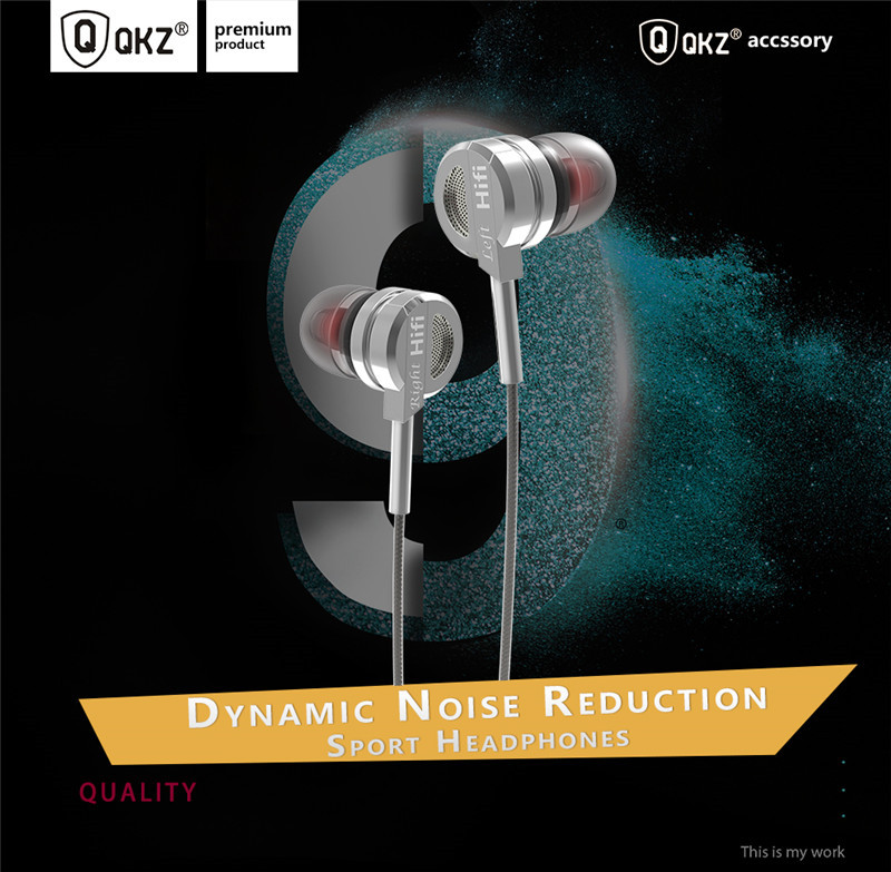 QKZ DM9 Zinc Alloy HiFi Earphone In Ear Earphones Bass Metal DJ MP3 Headset Sports Headset with Microphone