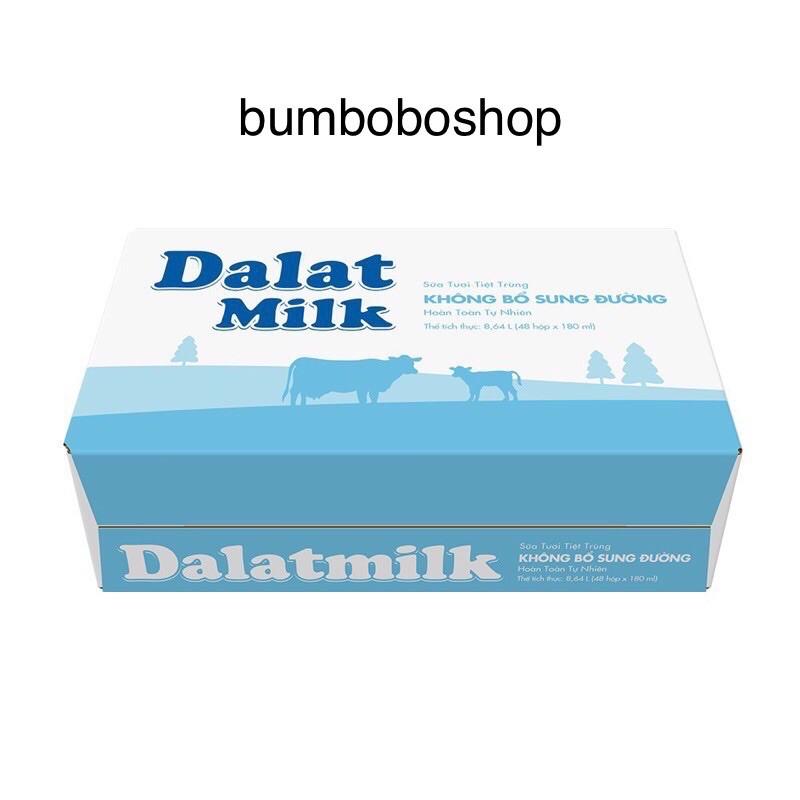 Thùng sữa Dalat milk có đường/ít đường/ko đường hộp 180ml