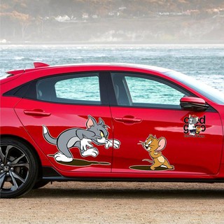 ★★Miếng Dán Trang Trí Cửa Xe Hơi Họa Tiết Hoạt Hình Tom & Jerry Vui Nhộn