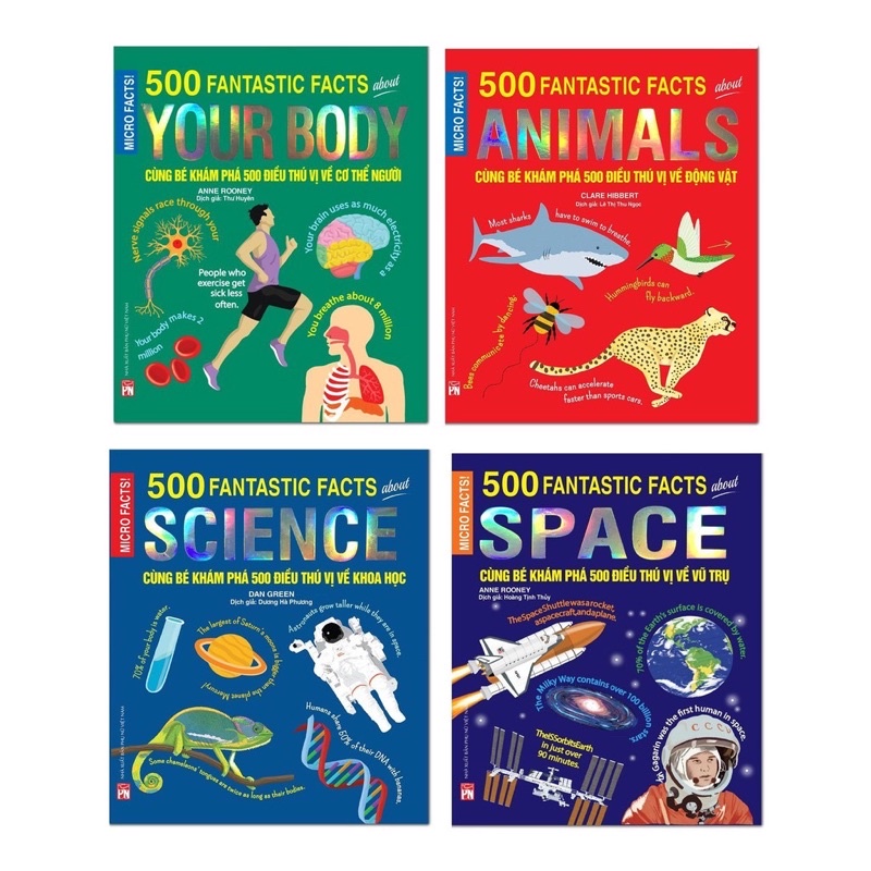 Sách - (Combo 4 cuốn) Cùng Bé Khám Phá 500 Điều Thú Vị Về Cơ Thể Con Người - Động Vật - Khoa Học - Vũ Trụ