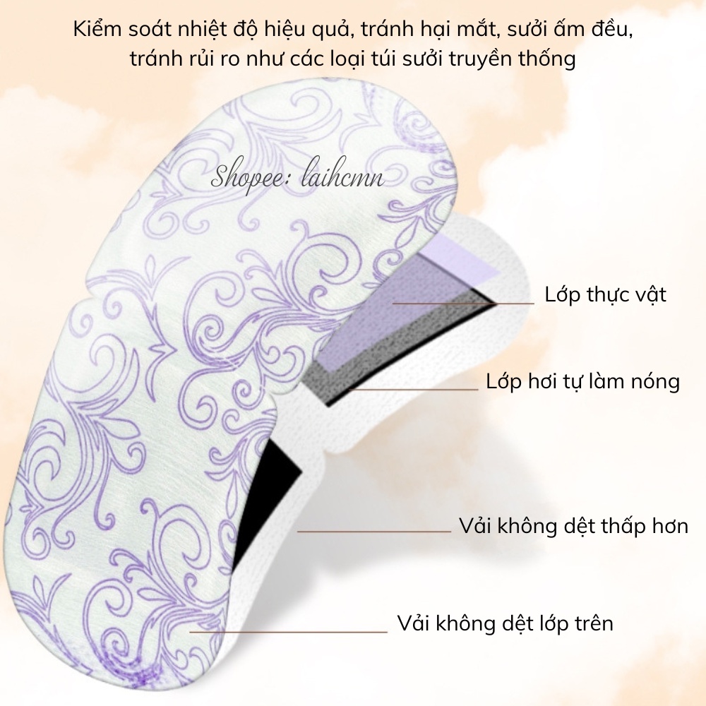 Mặt Nạ Mắt Nóng Xông Hơi Nước Chườm Nóng Mắt Thư Giãn Giảm Mỏi Mắt Hương Ngải Cứu, Hoa Oải Hương, Hoa Cúc, Hoa Hồng