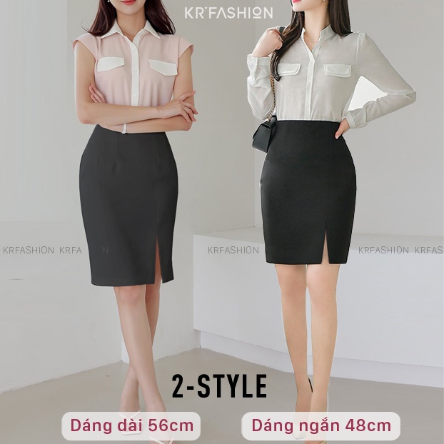 Chân váy công sở xẻ tà ngắn trước SK2101 - KRfashion Cao cấp style Hàn Quốc chỉ có tại váy công sở bút chì thanh lịch