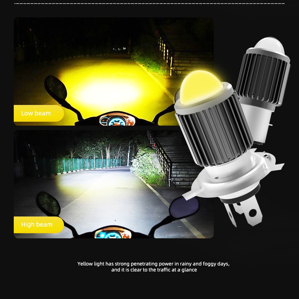 Bóng Đèn Pha LED H4 BA20D 12V 3000K 6000K Hi Lo 10000LM Chuyên Dụng Cho Xe Máy
