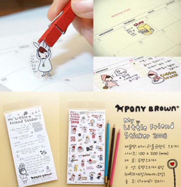 Bộ set Stickers 6 tấm cô bé quàng khăn đỏ