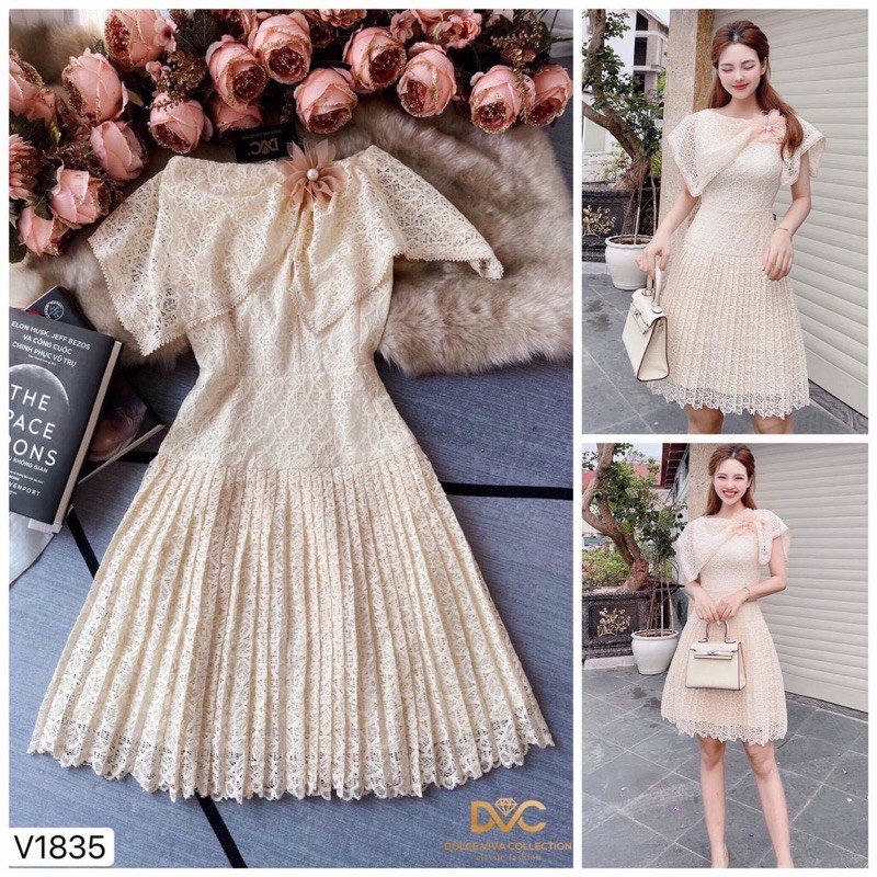 váy ren chân xếp ly xinh xắn
