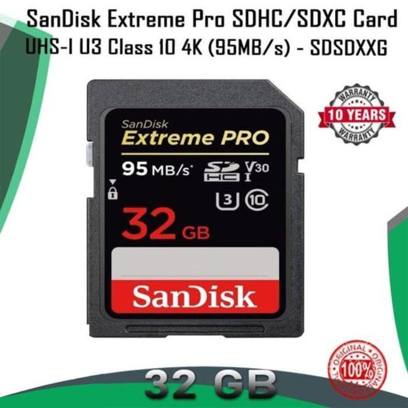 Thẻ Nhớ Sd Mmc Cho Máy Ảnh Sdxc Sandisk Extreme Pro 32 32gb