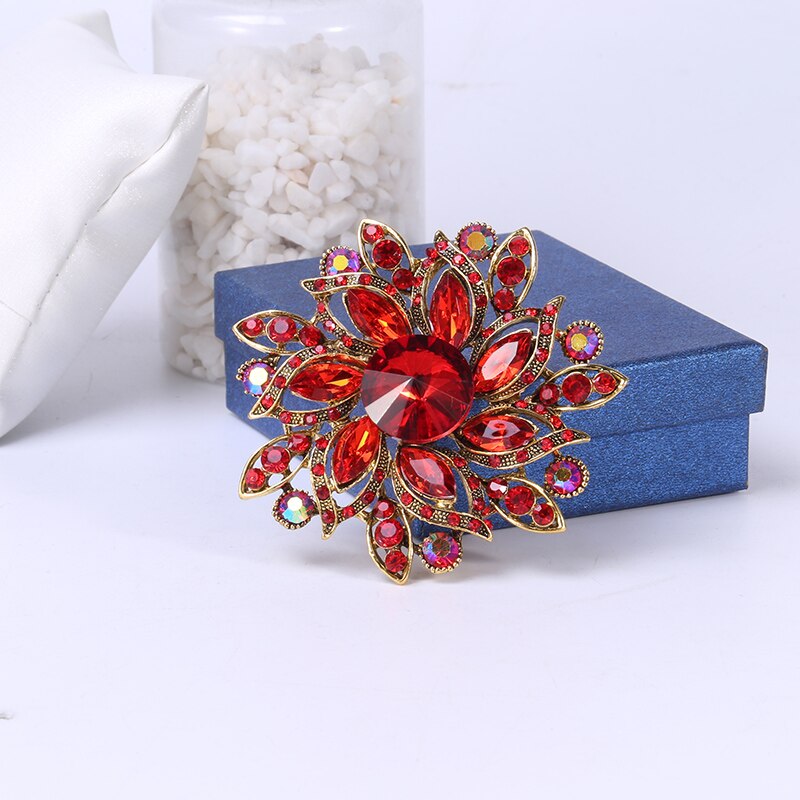 Ghim cài áo hình hoa đính đá pha lê thời trang dành cho nữ