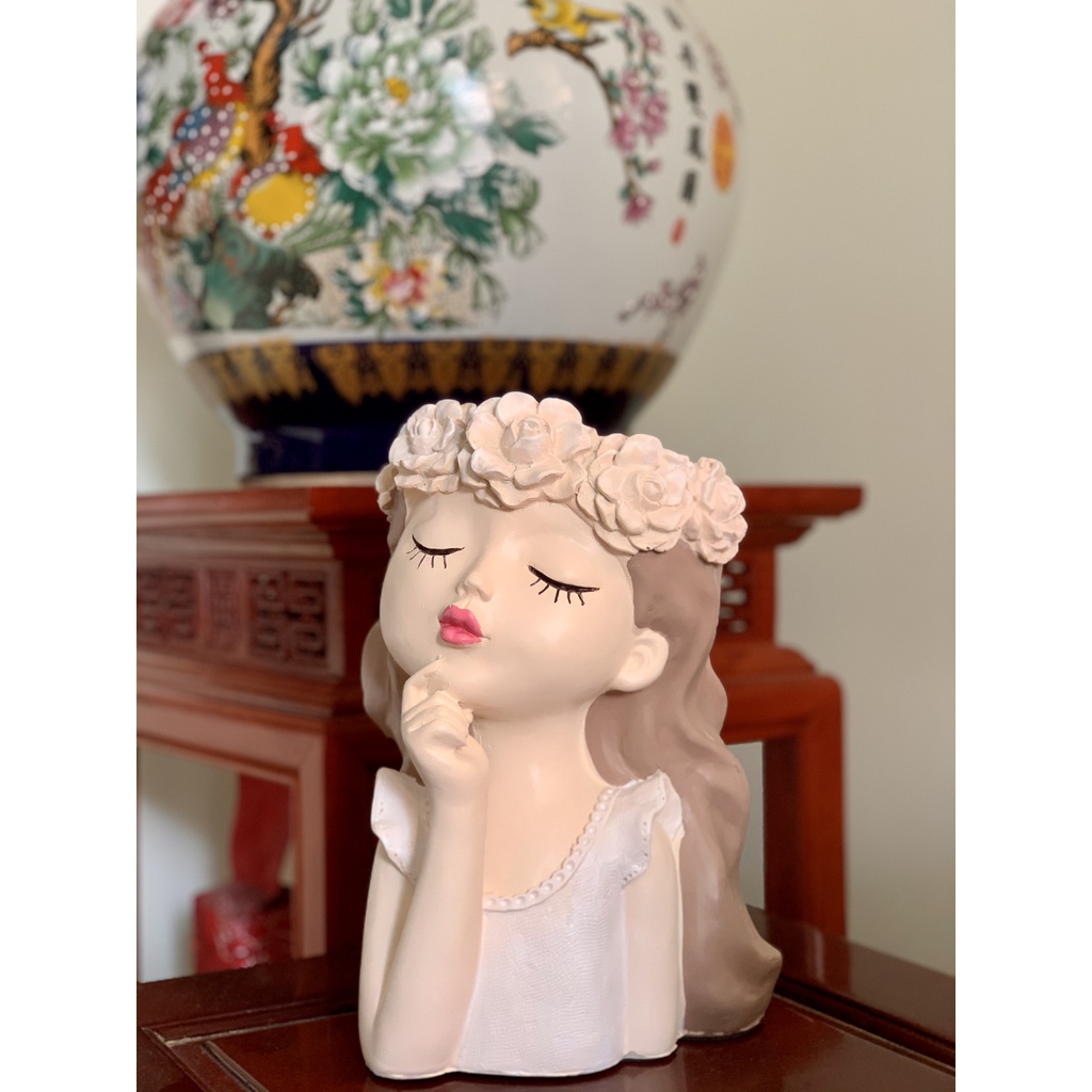 Tượng cô giá trang trí hoa decor GIÁ RẺ trang trí làm quà tặng,trồng sen đá, cắm hoa theo sở thích