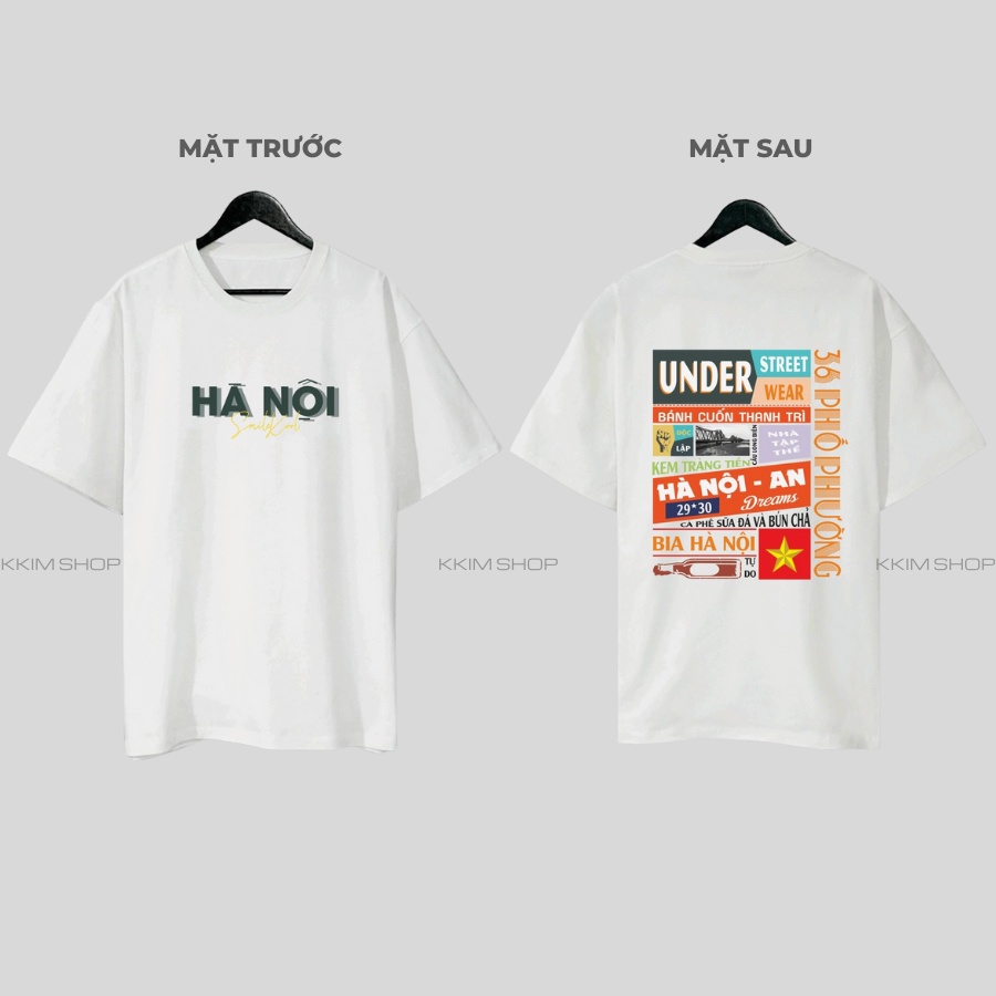 Áo thun tay lỡ HÀ NỘI, Áo phông 63 tỉnh thành Form rộng oversize, chất liệu Cotton KKIMSHOP