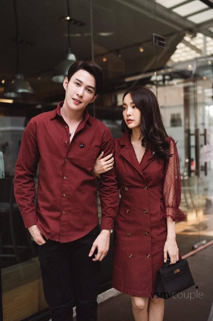 Set đồ đôi áo đôi áo cặp áo tình nhân gồm áo sơ mi và váy nữ chất vải kate thoáng mát hiện đại, set đồ couple CP05