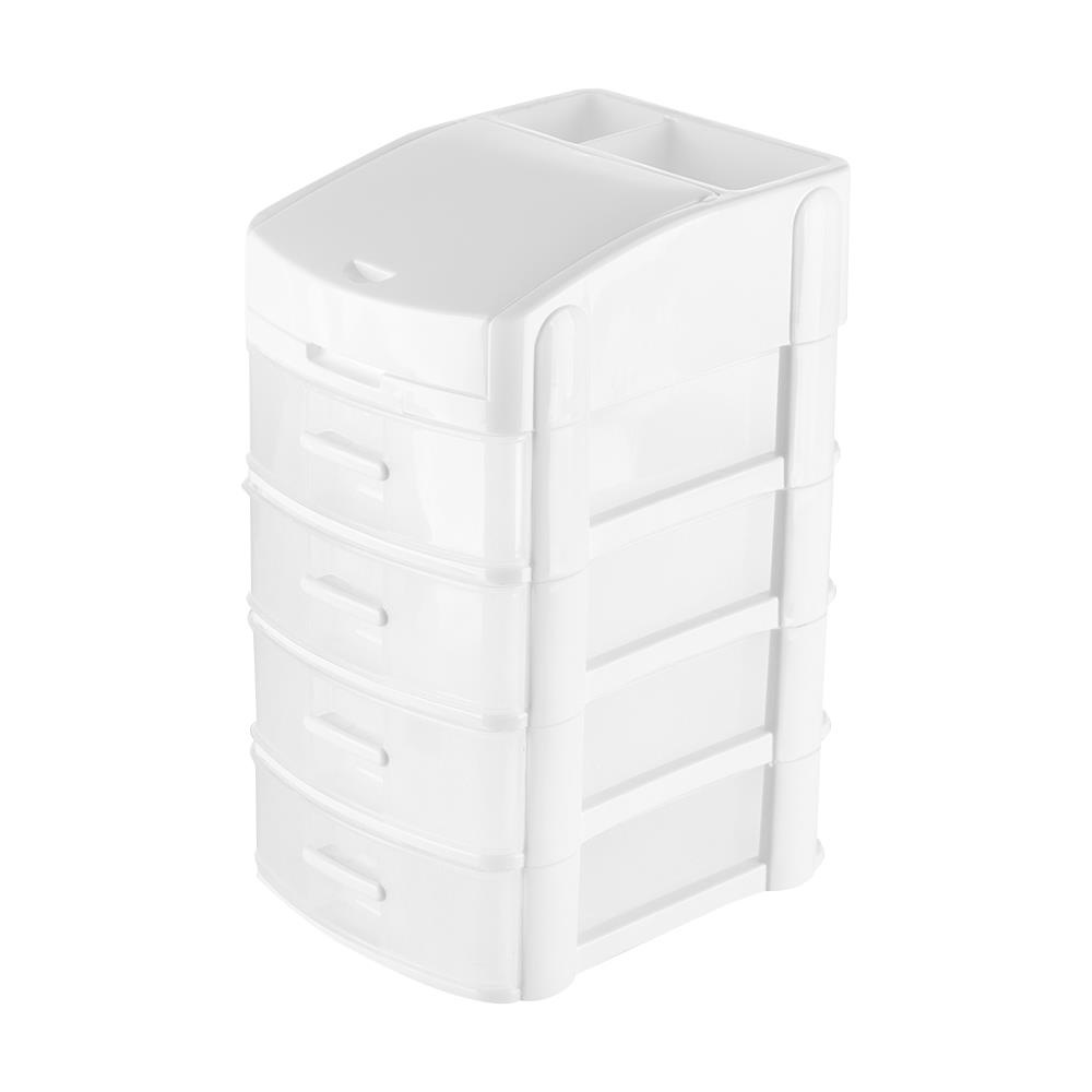 HomeBase STACKO Tủ nhựa mini để bàn 4 ngăn kéo 1070M Thái Lan W15.5xH29xD20cm màu trắng