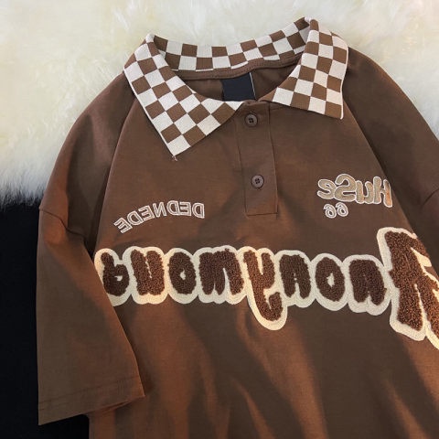 Áo Thun Tay Ngắn Dáng Rộng Họa Tiết Kẻ Sọc Ca Rô Phong Cách Vintage Thời Trang Mùa Hè Cho Nữ