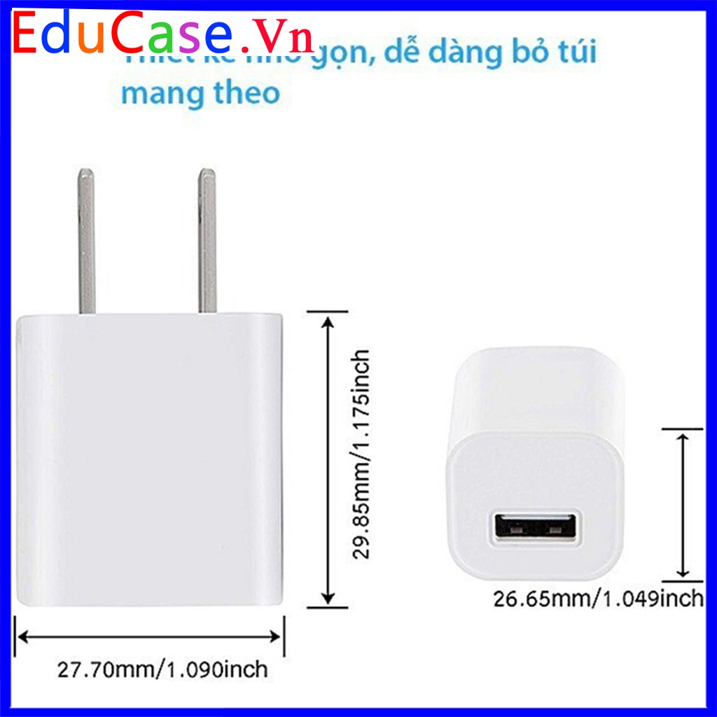 Củ Sạc IPhone VUÔNG Bảo Hành 12 Tháng-1 Đổi 1 lỗi do nhà sản xuất Educase.vn