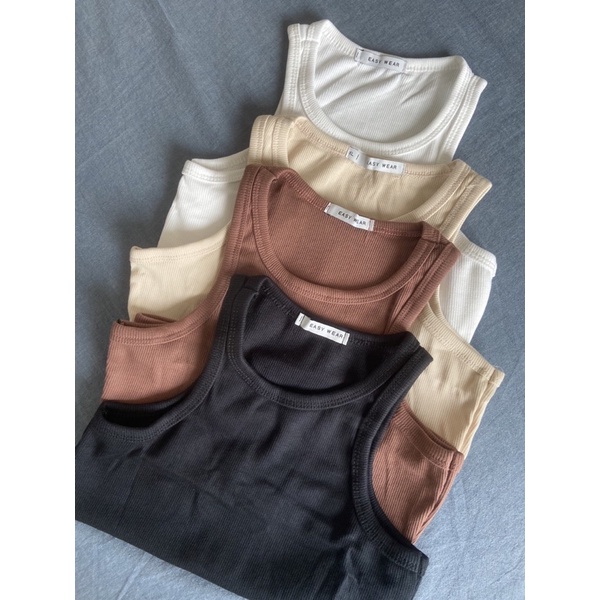 Áo crop top nữ - Áo ba lỗ chất cotton mềm mịn, thấm hút mồ hôi. Set 4 áo ba lỗ nâu, trăng, đen, be