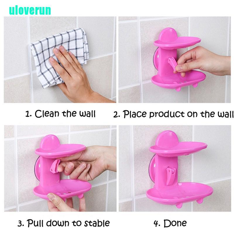 Uloverun Giá Đỡ Xà Phòng Hai Lớp Có Giác Hút Mạnh Hợp Thời Trang Cho Phòng Tắm