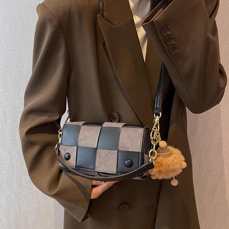 Túi đeo chéo IELGY kiểu chữ nhật nhỏ thiết kế đơn giản màu sắc tương phản cho nữ