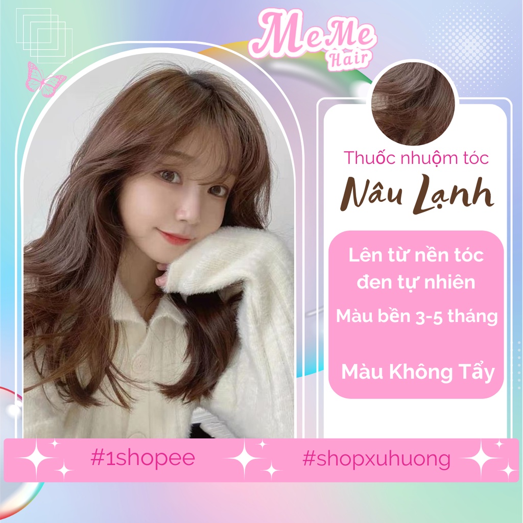 thuốc nhuộm tóc nâu lạnh . tặng kèm bao tay , hdsd , oxi trợ dưỡng