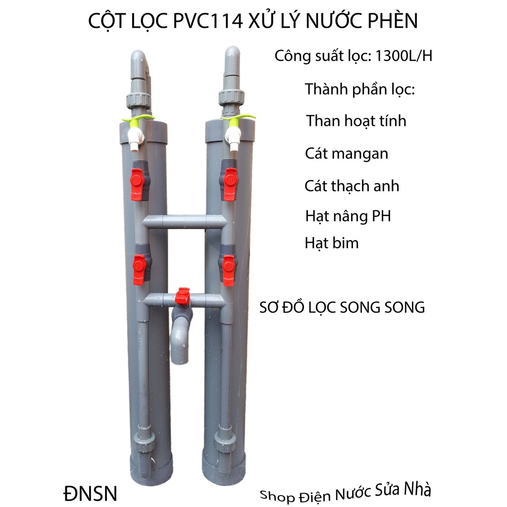 BÌNH LỌC NƯỚC PVC114 XỬ LÝ NƯỚC NHIỄM PHÈN GIẾNG KHOAN