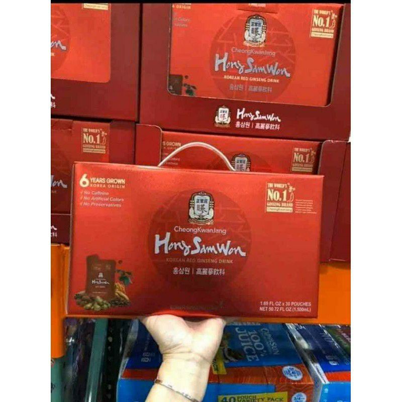 Thùng 30 gói Hồng sâm nước Hàn Quốc 6 năm tuổi Hong Sam Won Cheong Kwan Jang của Mỹ