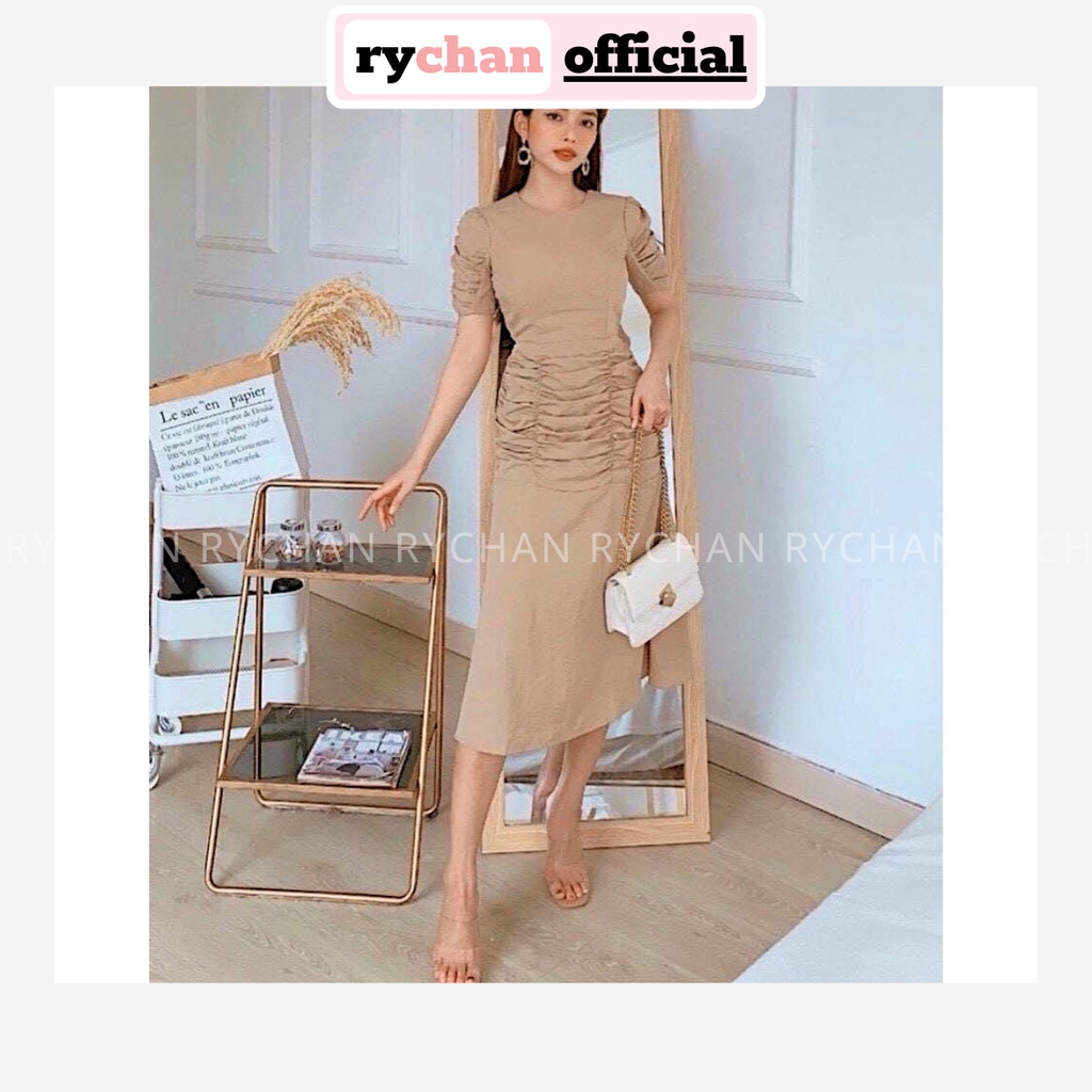 Đầm Xòe Midi 3 Màu Nhún Eo Siêu Tôn Dáng - DX0085
