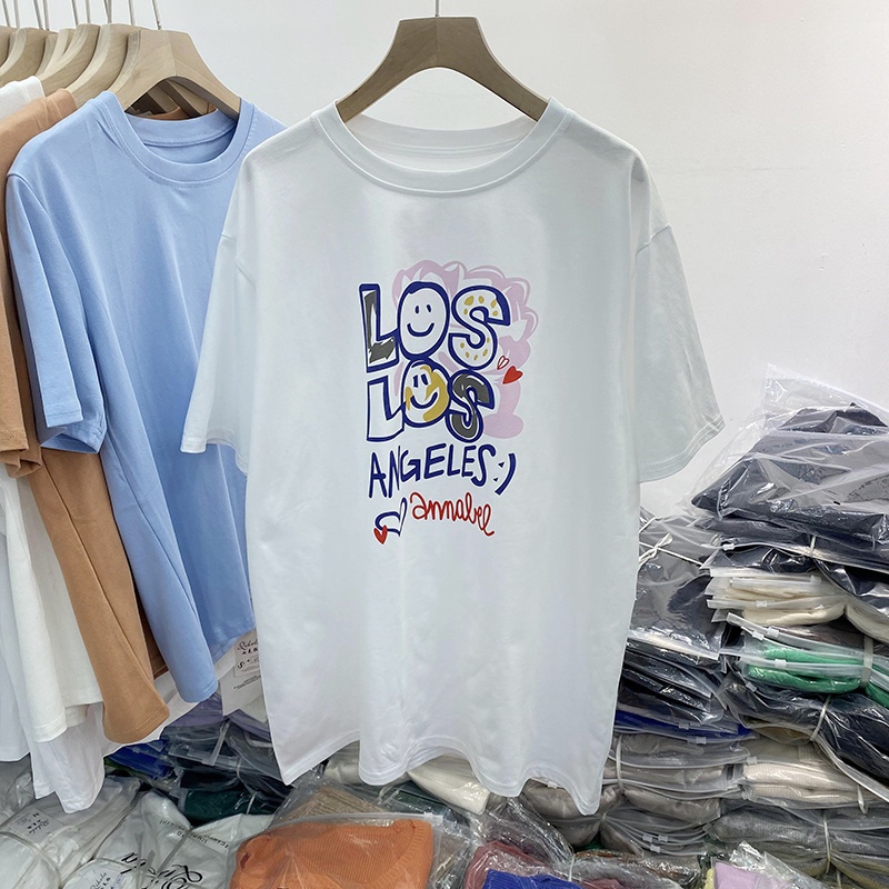 Áo Thun HIIXIIVI 100% cotton Tay Ngắn Cổ Tròn In Hình Hoàng Hôn Thời Trang Mùa Hè Phong Cách Hàn Quốc Cho Nữ 2022
