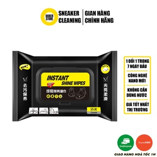 Khăn lau làm bóng giày da INSTANT SHINE WIPES đa năng 15 khăn - Doker Store