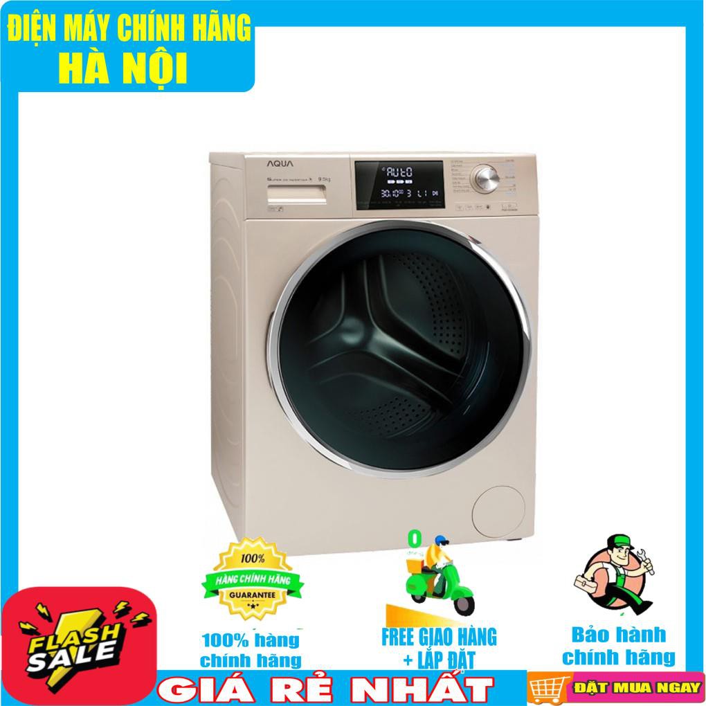 Máy giặt Aqua cửa ngang 9.5 kg màu vàng AQD-DD950E.N