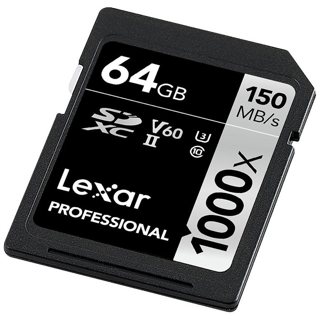 [Mã 159ELSALE hoàn 7% đơn 300K] Thẻ nhớ Lexar 64GB Professional 1000x 150MB/s SDXC UHS-II