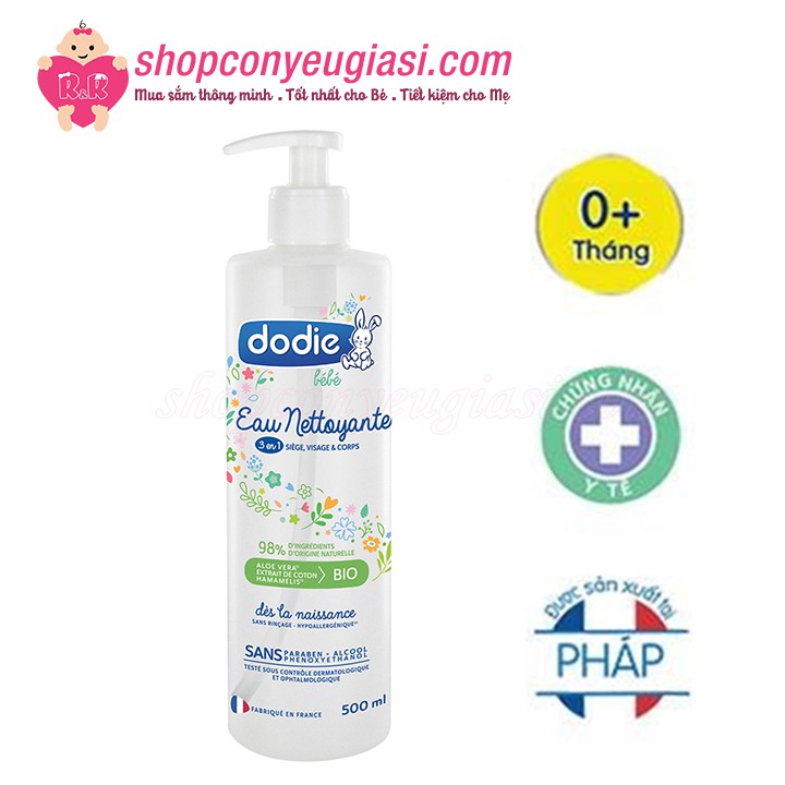 Nước Tắm Khô Dodie Nguyên Liệu Hữu Cơ 3 Trong 1 - 500ml - Pháp