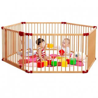 [Thanh lý] Cũi quây Playpen 5D 6 cạnh bằng gỗ thông (New Zealand) Le Lumber - Hàng mới chưa dùng lần nào