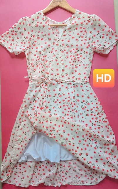 Đầm hoa nhí cổ v dây nơ eo ulzzang hàn quốc siêu xinh | BigBuy360 - bigbuy360.vn