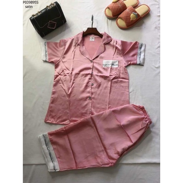 Bộ pyjama lụa tay cộc quần lửng kèm video ảnh thật