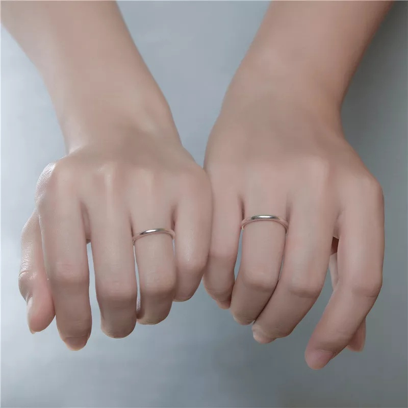 Nhẫn cưới titan vàng 18k không đen rỉ cực bền màu NC195 giá 1 chiếc cao cấp sáng bóng