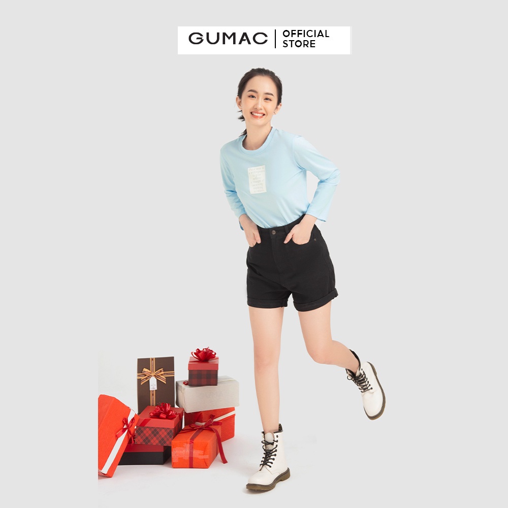 Áo thun nữ tay dài in chữ ATB12015 GUMAC