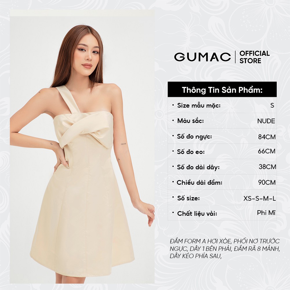 [Mã MABR07062 giảm 8% tối đa 50K đơn từ 249K] Đầm nữ sexy 8 mảnh nơ ngực GUMAC dáng ôm body màu nude cá tính DB484 | BigBuy360 - bigbuy360.vn