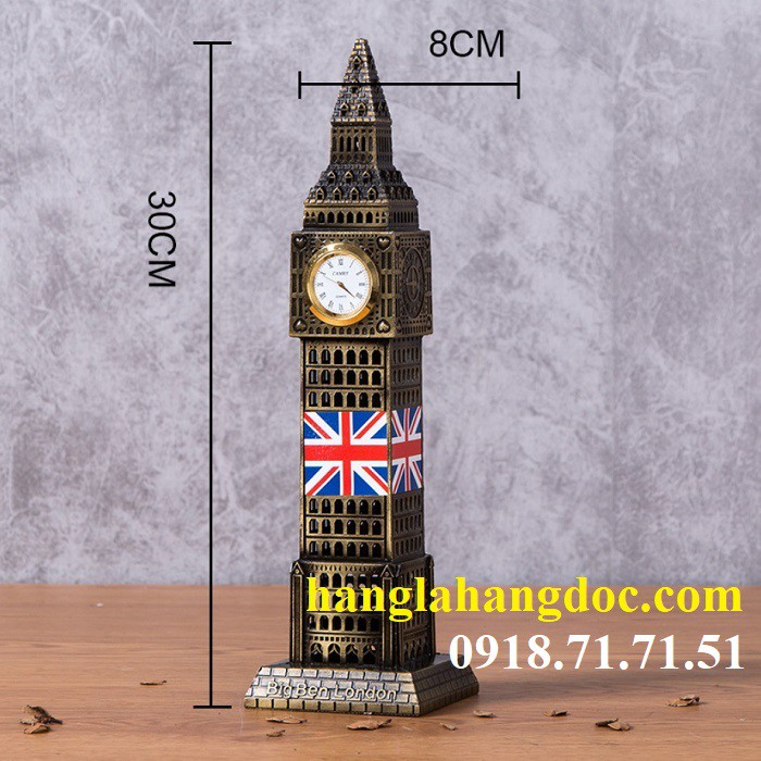 Mô hình tháp Big Ben cao 30cm bằng kim loại, trang trí độc đáo &amp; sang trọng