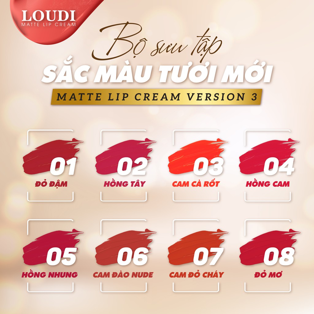 Combo 2 son kem lì Loudi Matte Lipcream 5g vỏ tròn đen chính hãng