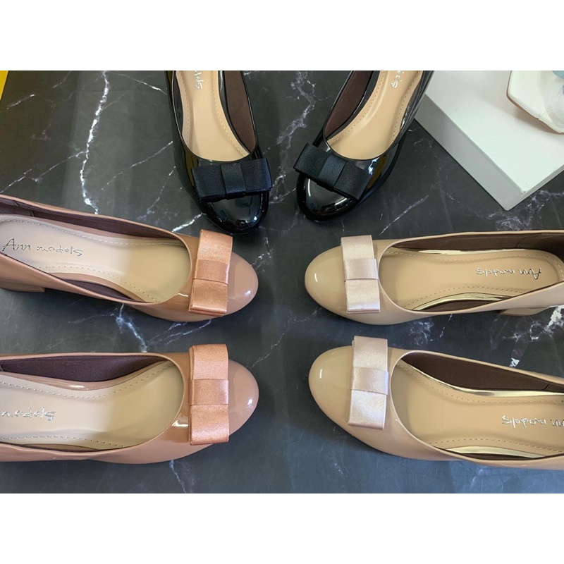 Giầy nơ vải 3 cm gót vuông