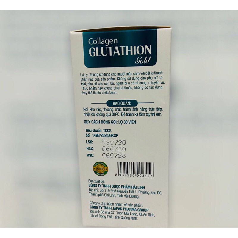 Viên uống đẹp da Collagen Glutathion Gold chiết xuất Lô hội.