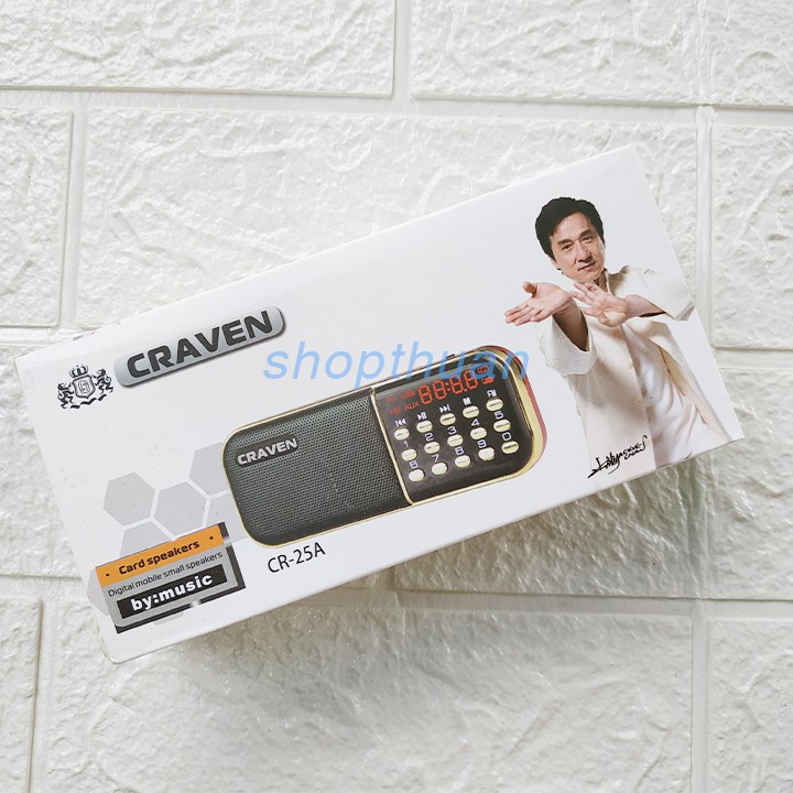 [Mã ELHACE giảm 4% đơn 300K] Loa Thẻ Nhớ Craven CR-25A 1 Pin Rời - Nghe USB, Thẻ Nhớ, FM Radio, Có Chế Độ Đồng Hồ